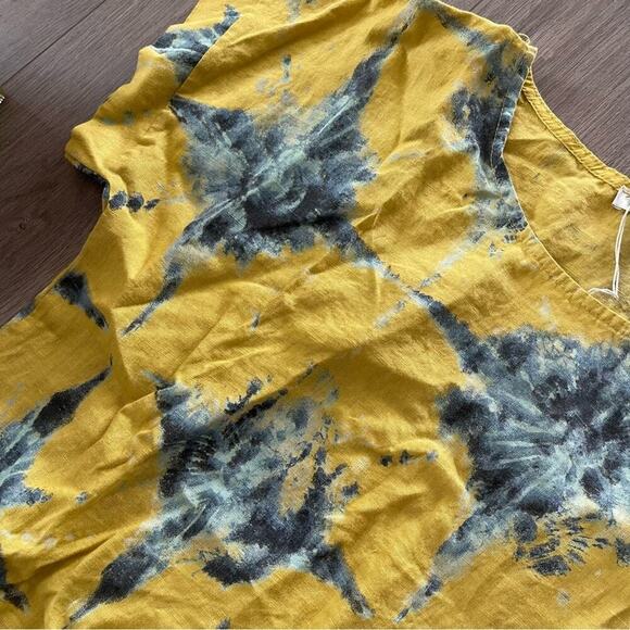 New Bella Umbra Italy Amalfi Night Tie Dye Must Yellow & Blue Blouse - Picture 3 of 7